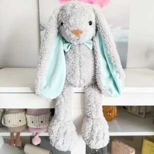Gray Plush Bunny with Tiffany Blue Ears & Bow Tie